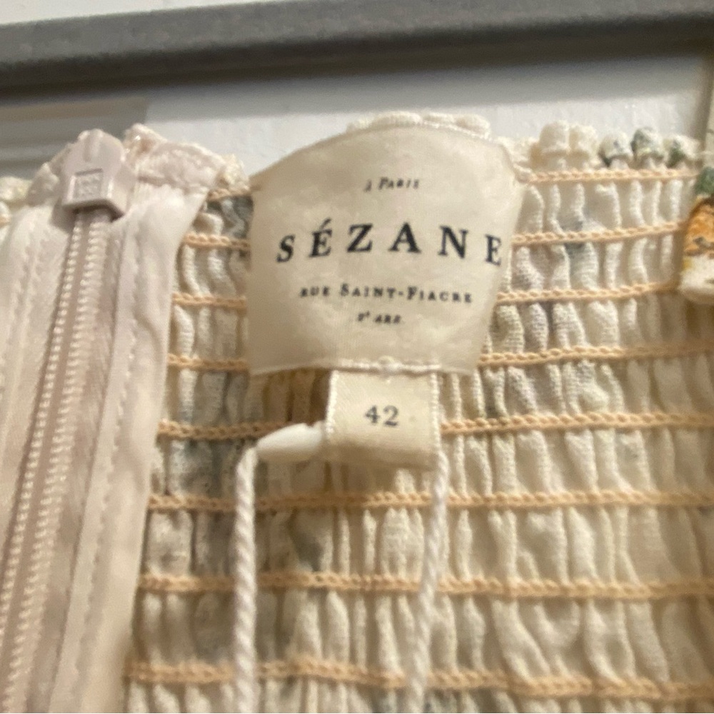 Sezane Cream Mini Dress with Yellow Floral Print NWT - Picture 8 of 8